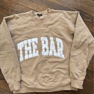 THE BAR Varsity sweatshirt. Size Medium. Beige